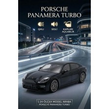 Farbu Oyuncak Işıklı Sesli Pilli 1:24 Metal Porsche Panamera Turbo Kapısı Kaputu ve Bagajı Açılabilir Model Araba