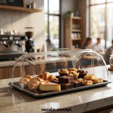 Mayden Concept Şeffaf Açılır Kapaklı Servis ve Sunum Fanusu (325 x 527 Mm) - Polikarbon, Dayanıklı,kırılmaz - Ekmek ve Pasta Koruma Kabı