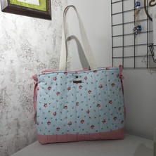 elisss bag Çiçek Desenli Kadın Çanta, Piknik Çantası,  Lunchbag, Bebek Çantası, Plaj Çantası, %100 Pamuk