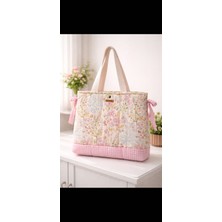 elisss bag Çiçek Desenli Kadın Çanta, Piknik Çantası, Lunchbag, Bebek Çantası, Plaj Çantası, %100 Pamuk