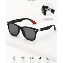 Bappir Lens Kırmızı Detaylı Siyah Wayfarer Erkek Güneş Gözlüğü