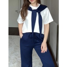 Floral Fashion Fular Detaylı Alt Üst Takım