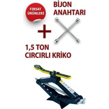 Combat Araba Krikosu 1.5 Ton Cırcırlı Araç Kriko + Bijon Anahtarı 17-19-21-23MM