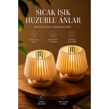 Joy Shine Dekoratif LED Tealight Mumluk 2'li Set, Masaüstü Aydınlatma, Modern Ahşap Görünümlü LED Mum Feneri, Ev, Salon ve Balkon Dekoru