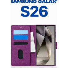 Upeka Samsung Galaxy S26 Kılıf Kumaş Desenli Cüzdanlı Standlı Kapaklı Kılıf