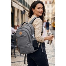 Byhakan Unisex Okul Seyehat Sırt Çantası GK19 Gri Su Geçirmez 15.6 inç Laptop Bölmeli Dayanıklı