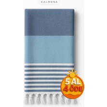 Calmera Natura Peştemal | Pamuk - Doğal Saçaklı | Plaj, Havuz, Spa, Hamam, Sauna, Spor, Seyahat Havlusu - Mavi