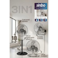 Sinbo SF-6791 3in1 Vantilatör Güçlü Performans ve Geniş Salınım Açısıyla Etkili Serinletme