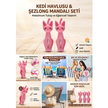 4 Adet Pembe Kedi Plaj Havlu Mandal Klipsi – Güçlü Tutuş ve Eğlenceli Tasarım