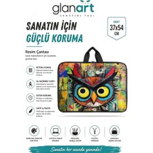 Glanart Askılı, Fermuarlı 35X50 Resim Çantası Su Geçirmez Ketenli Kumaş 35X50 Proje Çantası Baykuş