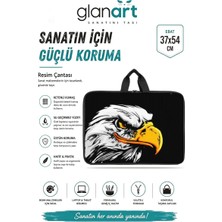 Glanart Askılı, Fermuarlı 35X50 Resim Çantası Su Geçirmez Ketenli Kumaş 35X50 Proje Çantası Kartal
