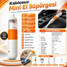 Otovo 120W Güçlü Çekim Şarjlı Araç Süpürgesi - 20000 Rpm Üfleme Fonksiyonlu 5V El Süpürgesi