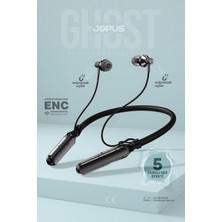 Jopus Ghost Boyun Askılı HD Ses Kaliteli Ses Değiştirme Modlu v5.3 Kablolu Bluetooth Kulaklık Siyah