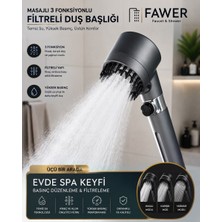 FAWER Faucet & Shower Filtreli 3 Fonksiyonlu Yüksek Basınçlı Taraklı Start Stop Gri Banyo Duş Başlığı - 408T
