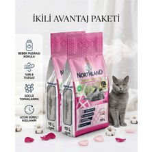 Northland Doğal Bentonit Tozsuz Bebek Pudrası Kokulu Kedi Kumu 10 Lt x 2 Adet