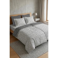 First Choice Rovena %100 Pamuk Saten 200 Tc (80 Tel) Baskılı Aile Boyu Nevresim Takımı - 2 Nevresimli (7 Parça)