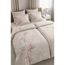 First Choice Wisteria %100 Pamuk Saten 200 Tc (80 Tel) Baskılı Aile Boyu Nevresim Takımı - 2 Nevresimli (7 Parça)