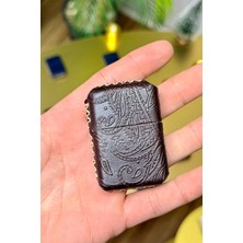 UltraMint El Yapımı Motifli Kahverengi Hakiki Deri Çakmak Kılıfı