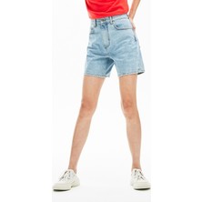 Lacoste Women's Regular Fit Denim Blue Bermuda Jean Shorts Kadın Şort Açık Mavi