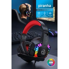 Piranha 2144 Kablolu Rgb LED Işıklı Oyuncu Kulaklığı | 1.75M Kablo | Gaming Headset | Katlanabilir Mikrofon