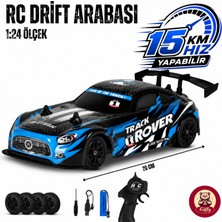 Giffy Uzaktan Kumandalı Rc Drift Arabası 15 Km Hız Yapan 4x4 Çekiş Şarjlı 3 Adet Drift Kukası Hediyeli Renk Seçenekli Ralli Spoiler Araba Kırmızı ve Mavi