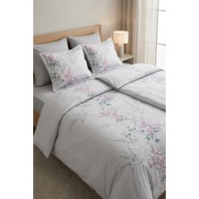 First Choice Wisteria %100 Pamuk Saten 200 Tc (80 Tel) Baskılı Aile Boyu Nevresim Takımı - 2 Nevresimli (7 Parça)
