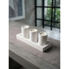 Canseb Elegance 4lü Dekoratif Tabaklı Beton Mumluk Hediyelik