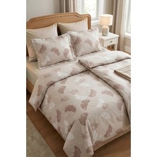 First Choice Sofira %100 Pamuk Saten 200 Tc (80 Tel) Baskılı Aile Boyu Nevresim Takımı - 2 Nevresimli (7 Parça)