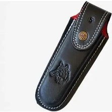 Aslanoğlu Store Kurt Figürlü Hakiki Deri Çakı Kılıfı No:4, 14 x 5 cm - Kemerlikli