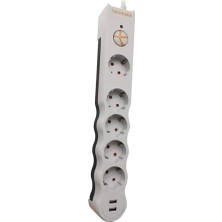 Tuncmatik Tunçmatik TSK5015 Powersurge Beyaz Beşli 2 Usb Girişli 1,5 metre Akım Korumalı Priz