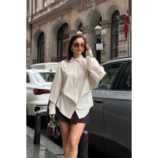 My Loore Kadın Bej Oversize Modal Gömlek – Minimal Şıklık MLB178