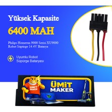 Ümit Maker Philips Homerun 9000 Serisi XU9000 Robot Süpürge 6400 Mah Batarya