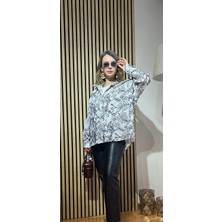Cardella %100 Pamuk Brode Çiçek Desenli Oversize Kadın Gömlek