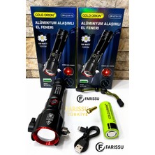 farissu OR-2210-TG Alüminyum Alaşımlı Şarj Edilebilir Taktik El Feneri - 1000 Watt 6000 Lümen, 1 Km Menzilli