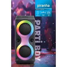 Piranha 7862 Rgb Parti Boy Bluetooth Hoparlör | Tws Bağlantı | USB Disk Girişi | Güçlü Bass | 39 x 17 cm