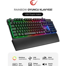 Rampage KB-RX77 Runner  USB Rainbow Aydınlatmalı Q Bilek Destekli  Klavye Siyah