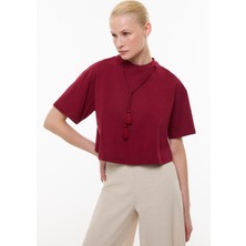 ROMAN Kordon Detaylı T-Shirt Bordo YY023821_008