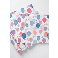 Creapack Doğum Günü Temalı Hediye Paketleme Kağıdı, 10 Adet, 35X50 Cm, Balon Desenli Kuşe Ambalaj Kağıdı
