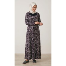 Ece Giyim Kadın Desenli Kulplu Penye Anne Elbise