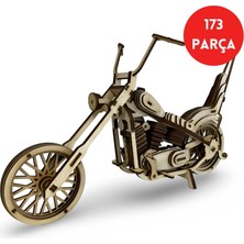 Algwood Chopper Tarzı Ahşap Motosiklet Maketi | Orta Seviye 3D Puzzle 173 Parça