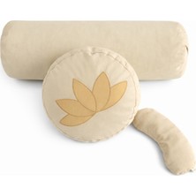 SUNYOGA Karabuğday Kabuğu Dolgulu Zafu Minder Nakış Işlemeli + Bolster + Lavanta Dolgulu Göz Yastığı