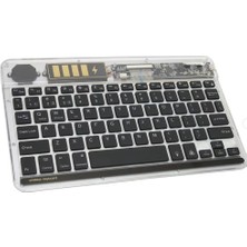 Aslanoğlu Store ZR612 Rgb Şeffaf Siyah Bluethooth Klavye