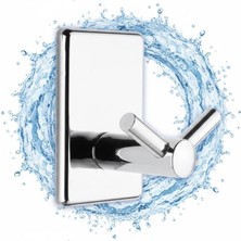 Blue Love Yapışkanlı Krom Ikili Askılık - Delmesiz Duvar Tipi Banyo & Mutfak Askısı