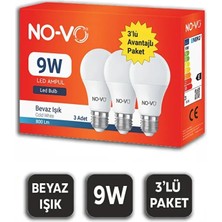 Orvionlabs Novo 3’lü LED Ampul 9W Beyaz Işık E27