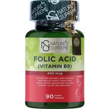 Nature's Supreme Folic Acid 400 Mcg 90 Kapsül Vitamin B9 İçeren Doğal Takviye Ürün