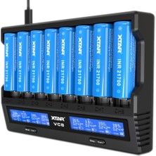 Xtar VC8 Taşınabilir Çoklu Li-Ion Pil Şarj Cihazı 8li 21700 Batarya Uyumlu Hızlı Şarj Özelliği