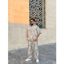Peerless Store Kendinden Desenli Gabardin Gömlek & Pantolon Takım