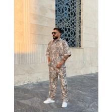 Peerless Store Kendinden Desenli Gabardin Gömlek & Pantolon Takım