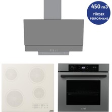 Alveus Afm Serisi Grix Vitro. Elektrikli Cam Antrasit-Gri Ankastre Set (V6-05 Beyaz +FM7710+FM3407)