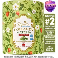 Kiperin Çift Hidrolize Toz Kolajen PEPTITLERI(10GR) & 2gr Saf Matcha | Detox | Doğal Çilek Aroması | 30 Saşe